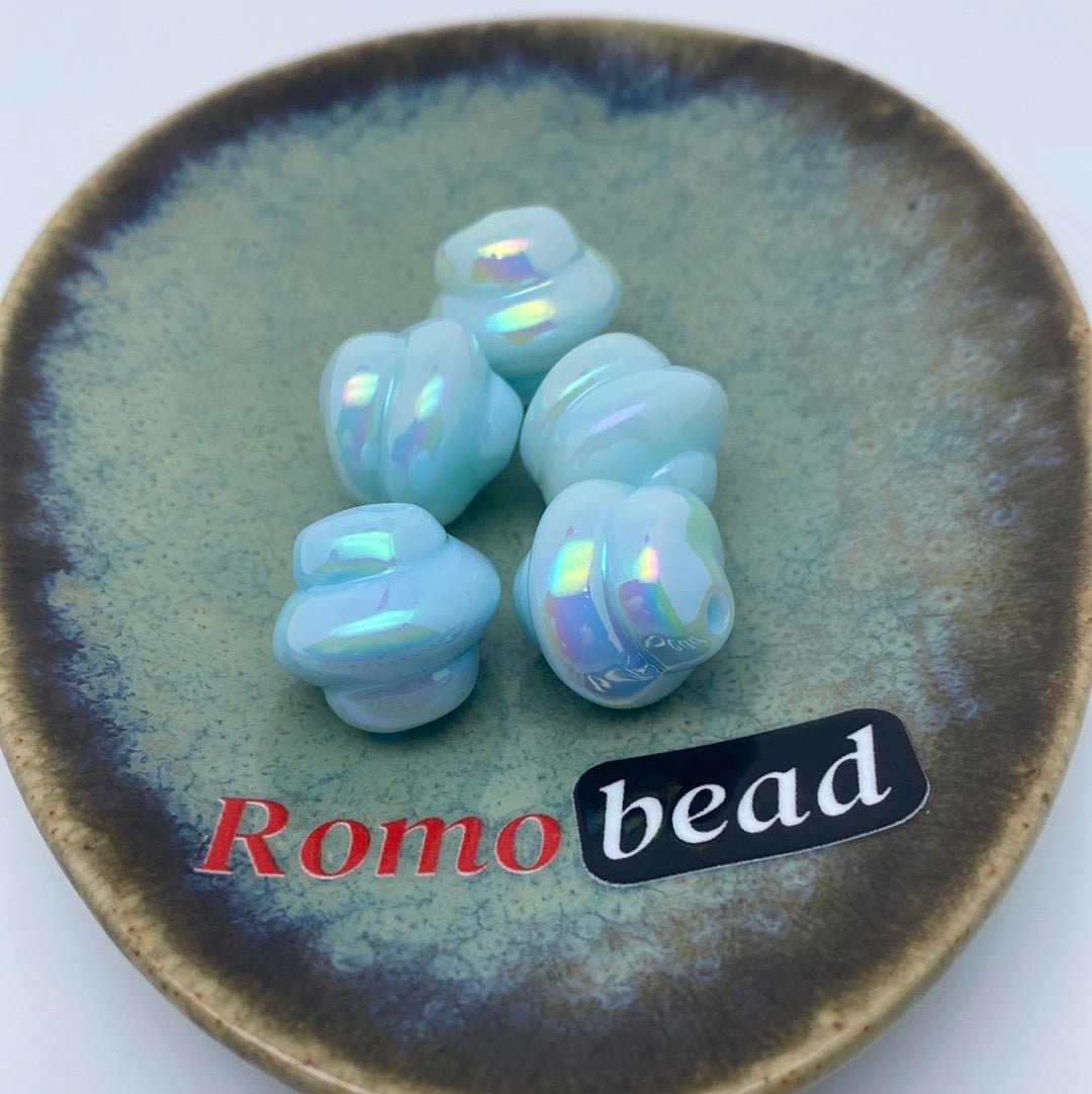 14. cream spiral beads - Romo bead