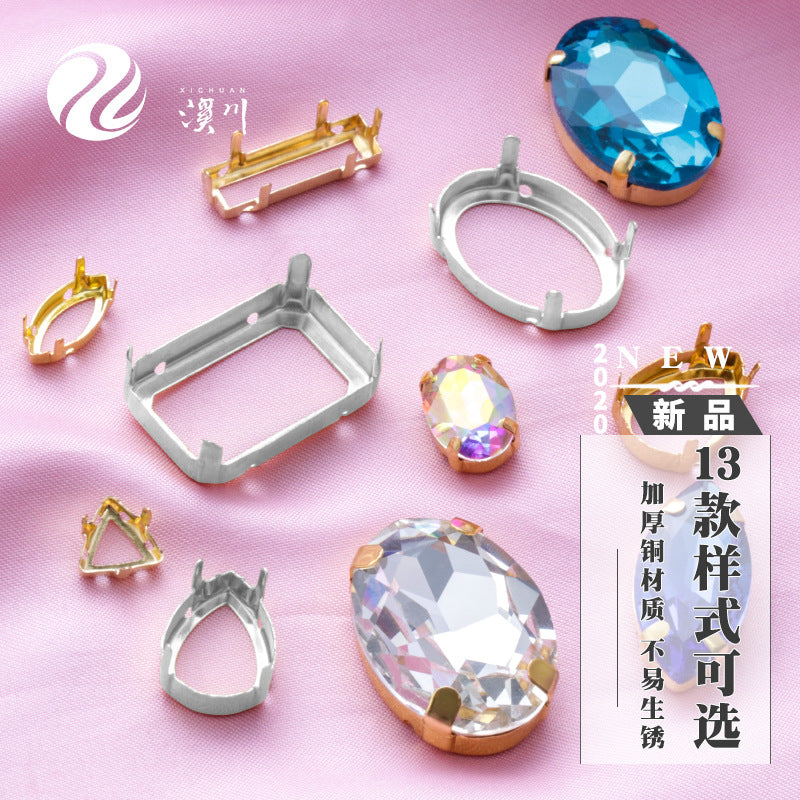 K9 diamond bottom support, hollow bottom support, white K gold hollow copper claw bottom support, hand sewing bottom support, clothing, shoes, bags, accessories