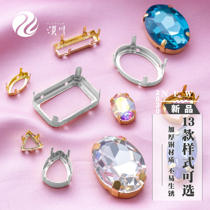 K9 diamond bottom support, hollow bottom support, white K gold hollow copper claw bottom support, hand sewing bottom support, clothing, shoes, bags, accessories