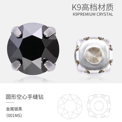 Xichuan New Round Colorful Hollow Claw Drill Hand-Seam Diamond Pointed Bottom Glass Crystal Diamond DIY Wedding Dress Apparel Accessories