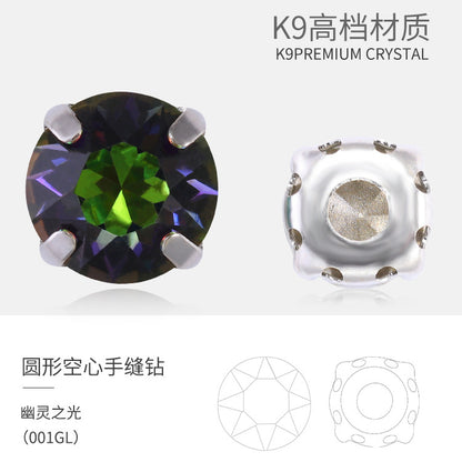 Xichuan New Round Colorful Hollow Claw Drill Hand-Seam Diamond Pointed Bottom Glass Crystal Diamond DIY Wedding Dress Apparel Accessories