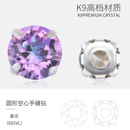 Xichuan New Round Colorful Hollow Claw Drill Hand-Seam Diamond Pointed Bottom Glass Crystal Diamond DIY Wedding Dress Apparel Accessories