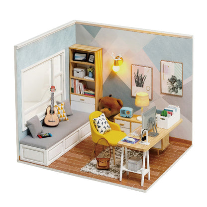 Smart Fun House Mini DIY Cottage Sunshine Study Handmade Assembly Wooden Building Model Girls' Day Creative Gifts