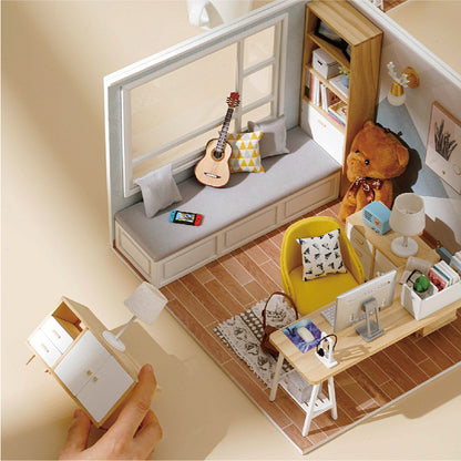 Smart Fun House Mini DIY Cottage Sunshine Study Handmade Assembly Wooden Building Model Girls' Day Creative Gifts
