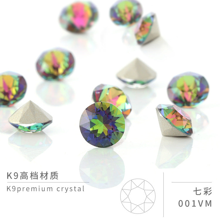 Multi-Faceted Round Pointed Bottom Diamond Rhinestones - Nail Art Clothing Accessories