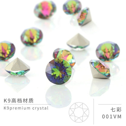 Multi-Faceted Round Pointed Bottom Diamond Rhinestones - Nail Art Clothing Accessories