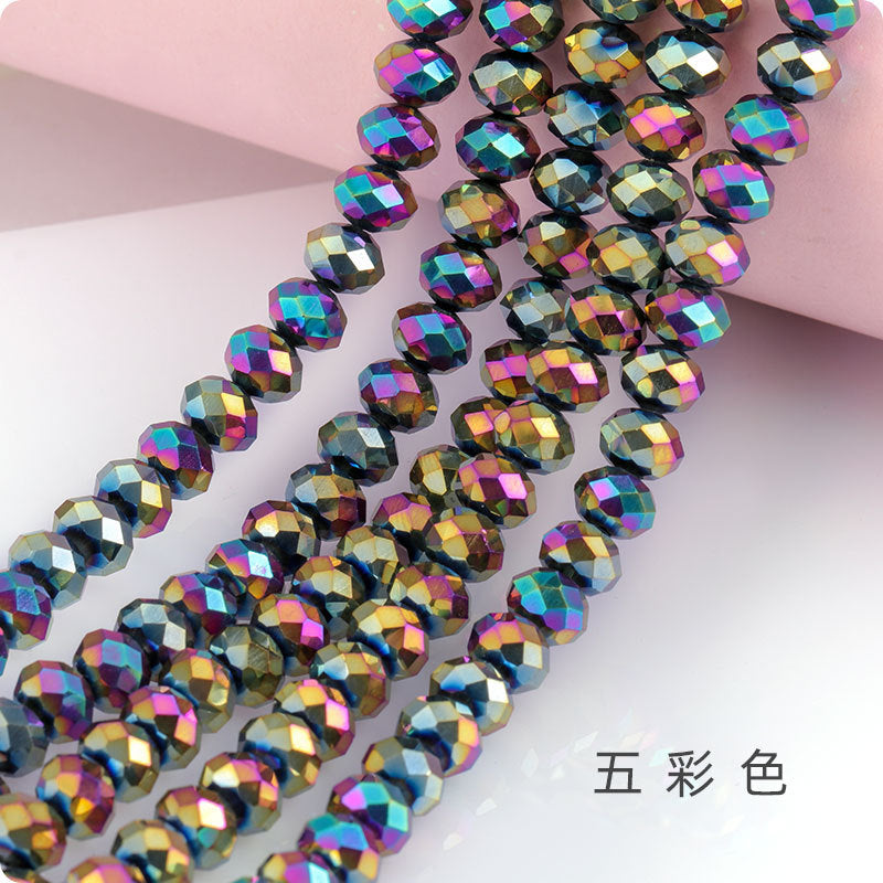 Glass Flat Beads Through-Hole - Electroplating DIY Handmade Clothing Headwear Mobile Phone Lanyard