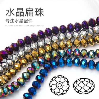 Glass Flat Beads Through-Hole - Electroplating DIY Handmade Clothing Headwear Mobile Phone Lanyard