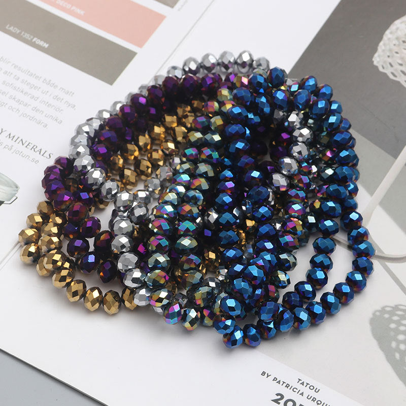 Glass Flat Beads Through-Hole - Electroplating DIY Handmade Clothing Headwear Mobile Phone Lanyard