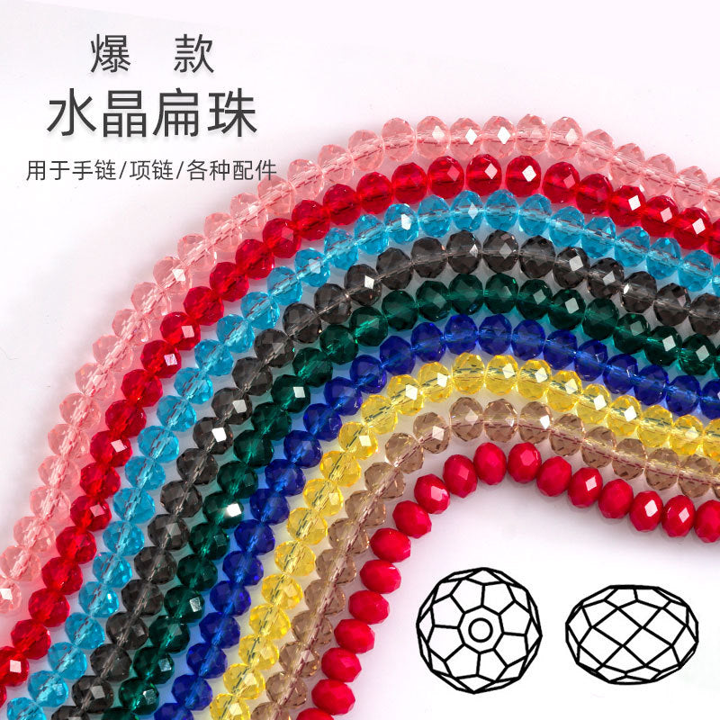Glass Crystal Beads Loose Beads - Wheel Faceted Bracelets Necklace Accessories Crystal Flat Beads
