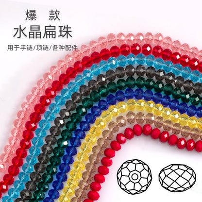 Glass Crystal Beads Loose Beads - Wheel Faceted Bracelets Necklace Accessories Crystal Flat Beads