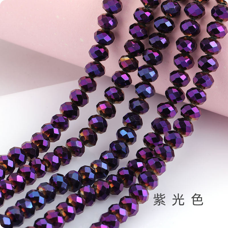 Glass Flat Beads Through-Hole - Electroplating DIY Handmade Clothing Headwear Mobile Phone Lanyard