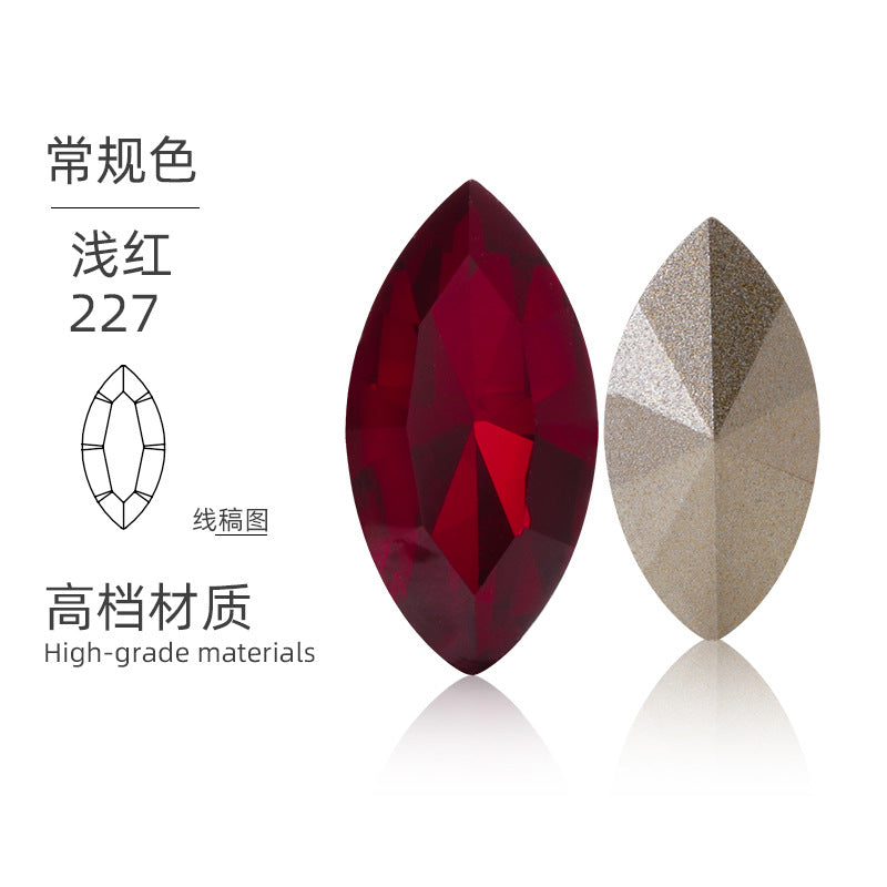 Cross-border Internet celebrity K9 diamond-shaped diamond pointed bottom, special-shaped marquise crystal diamond earrings, necklace accessories, nail art, sparkling diamonds