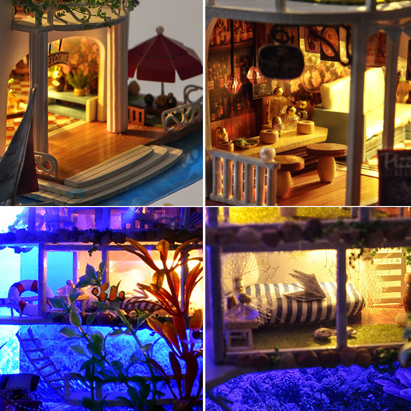 Tianyu TC4 Impression Hawaii DIY Cottage Seaside Villa Room Model Handmade Assembly Wooden Toys Gifts
