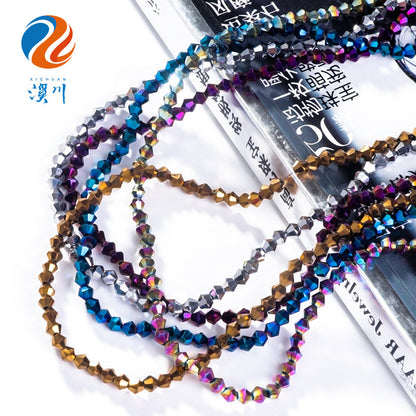 Glass Flat Beads Through-Hole - Electroplating DIY Handmade Clothing Headwear Mobile Phone Lanyard