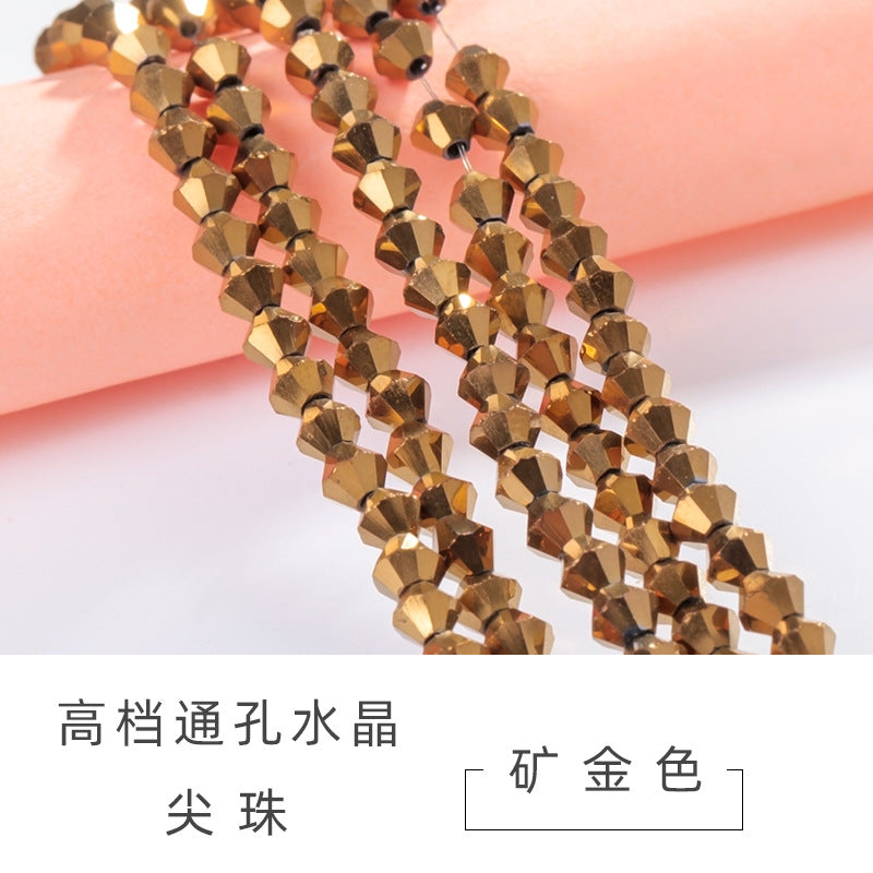 Glass Flat Beads Through-Hole - Electroplating DIY Handmade Clothing Headwear Mobile Phone Lanyard