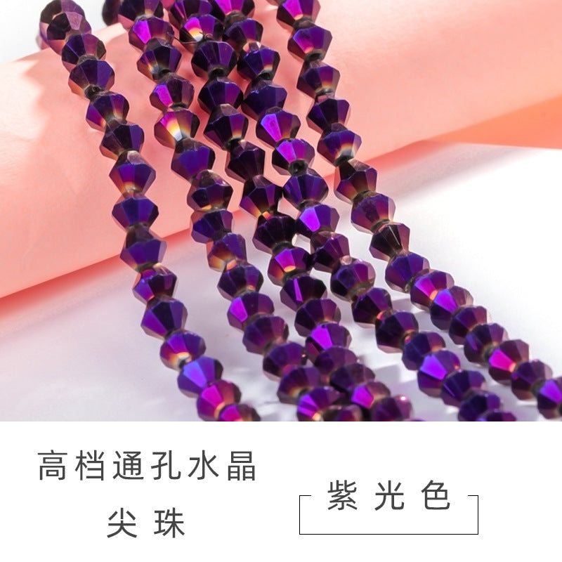 Glass Flat Beads Through-Hole - Electroplating DIY Handmade Clothing Headwear Mobile Phone Lanyard
