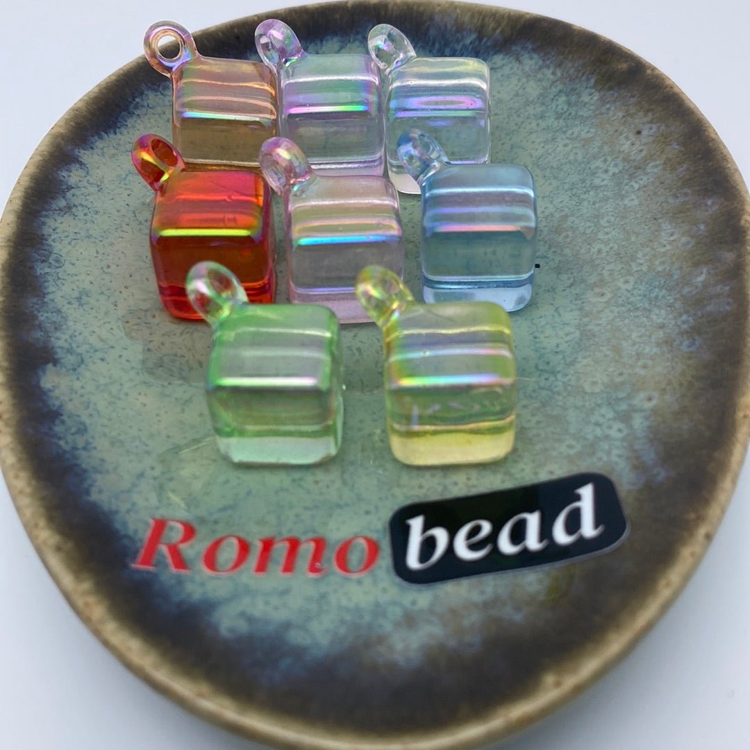 18. clear UV pendant cube beads - Romo bead