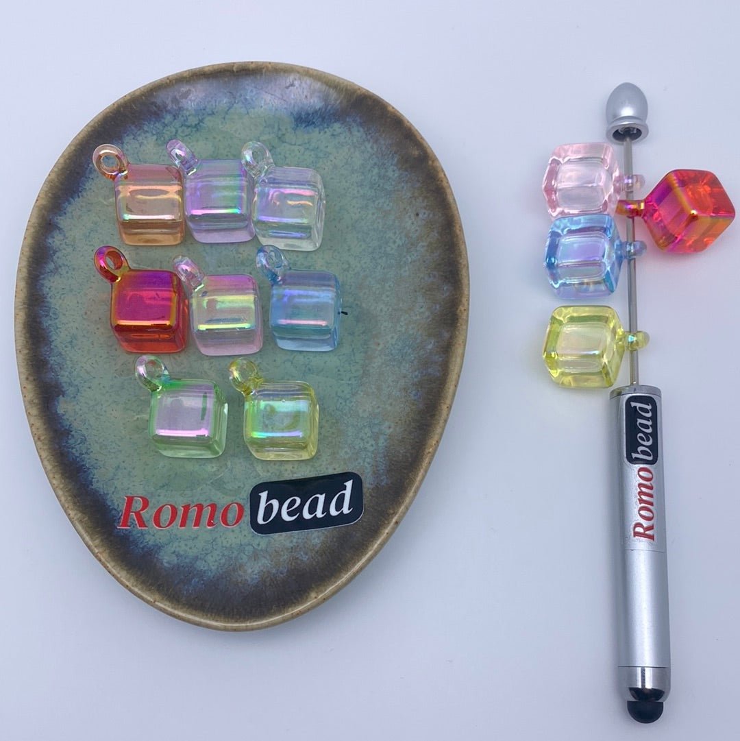 18. clear UV pendant cube beads - Romo bead