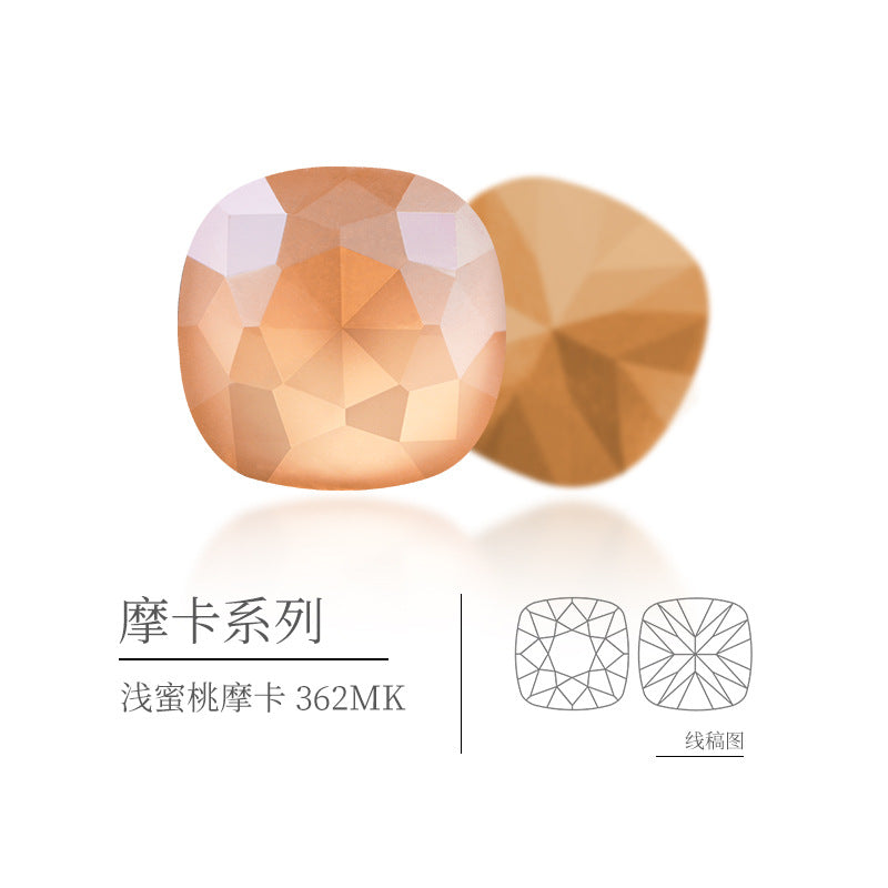 Mocha color series fat square high top diamond nail art diamond phone case with diamond suit, accessory mocha pointed base fat square diamond