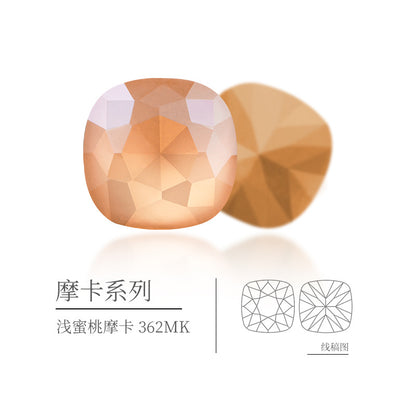 Mocha color series fat square high top diamond nail art diamond phone case with diamond suit, accessory mocha pointed base fat square diamond