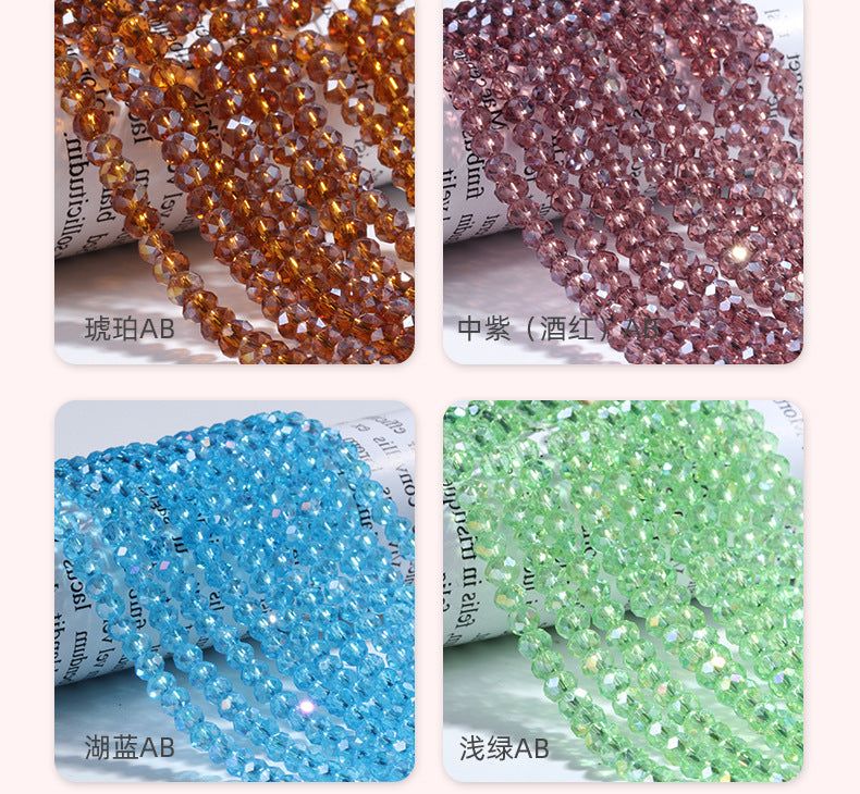 AB Color Crystal Flat Beads - Glass Multicolor Thread Curtain Beaded Bracelets Necklaces