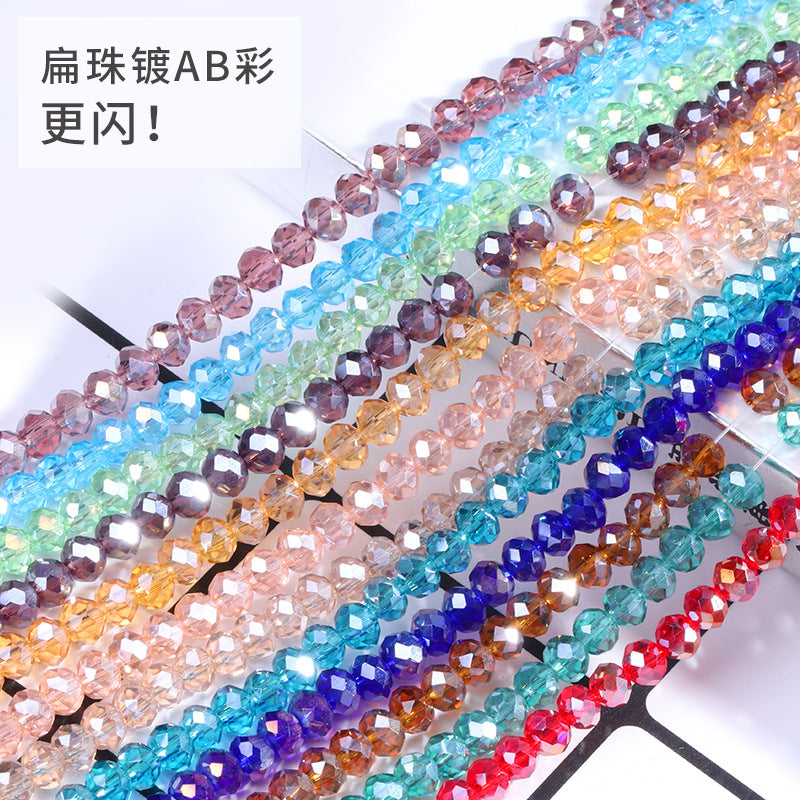 AB Color Crystal Flat Beads - Glass Multicolor Thread Curtain Beaded Bracelets Necklaces