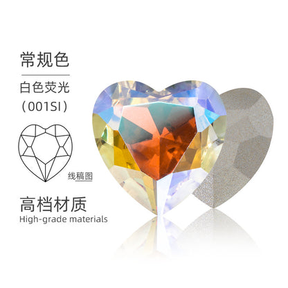 K9 Heart-Shaped Pointed Diamond Nail Art Diamond Phone Case Sparkling Diamond Wedding Dress Accessories Accessories Pointed Bottom Heart-shaped Diamond