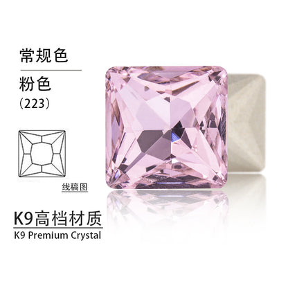Cross-border hot-selling square right-angle high-top glass drill, special-shaped water rhinestone, DIY square pointed base diamond inlaid with diamond attachment materials