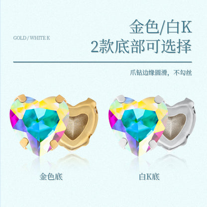 Cross-border new product: Peach heart hollow claw drill, special-shaped diamond DIY jewelry accessories, thickened copper claw clothing accessories