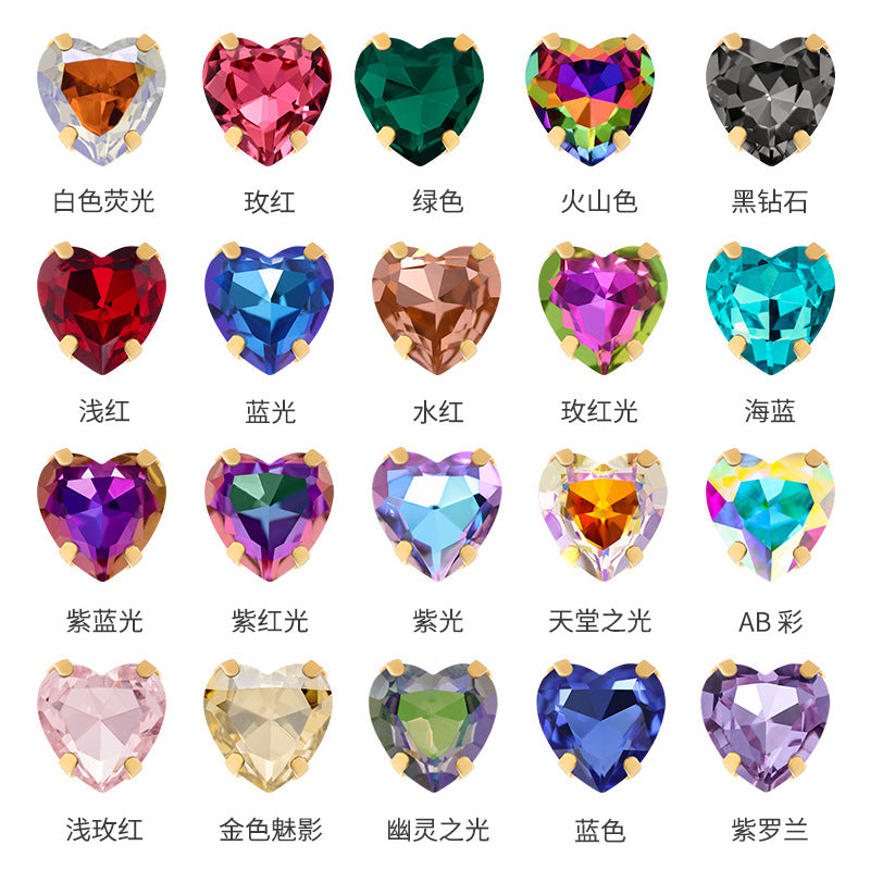 Cross-border new product: Peach heart hollow claw drill, special-shaped diamond DIY jewelry accessories, thickened copper claw clothing accessories