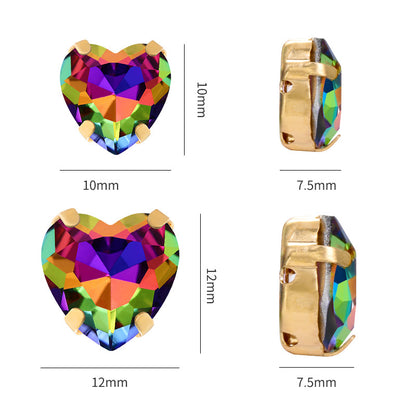 Cross-border new product: Peach heart hollow claw drill, special-shaped diamond DIY jewelry accessories, thickened copper claw clothing accessories