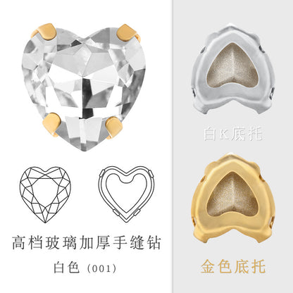 Cross-border new product: Peach heart hollow claw drill, special-shaped diamond DIY jewelry accessories, thickened copper claw clothing accessories