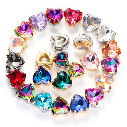 Cross-border new product: Peach heart hollow claw drill, special-shaped diamond DIY jewelry accessories, thickened copper claw clothing accessories
