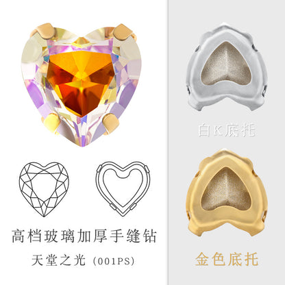 Cross-border new product: Peach heart hollow claw drill, special-shaped diamond DIY jewelry accessories, thickened copper claw clothing accessories
