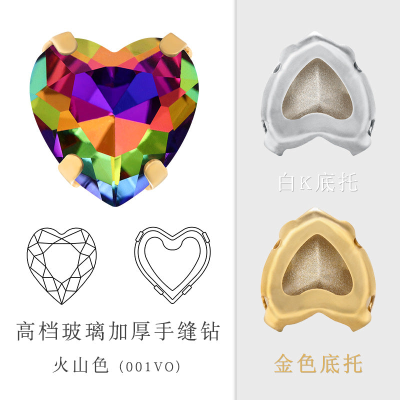 Cross-border new product: Peach heart hollow claw drill, special-shaped diamond DIY jewelry accessories, thickened copper claw clothing accessories
