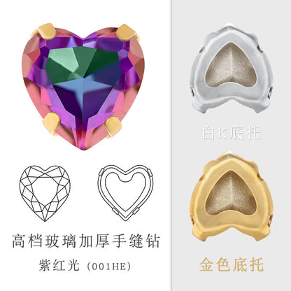 Cross-border new product: Peach heart hollow claw drill, special-shaped diamond DIY jewelry accessories, thickened copper claw clothing accessories
