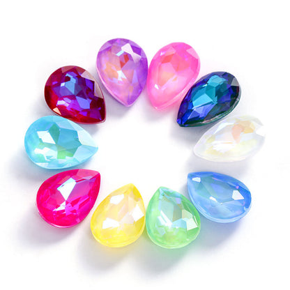 Factory direct sales waterdrop mocha fluorescent AB rhinestone DIY jewelry accessories pointed bottom diamond finished jewelry and diamond attachment materials