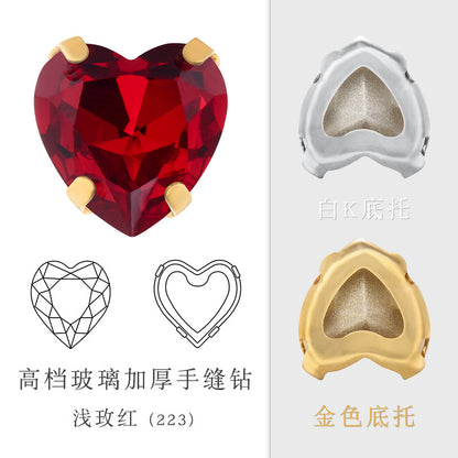 Cross-border new product: Peach heart hollow claw drill, special-shaped diamond DIY jewelry accessories, thickened copper claw clothing accessories