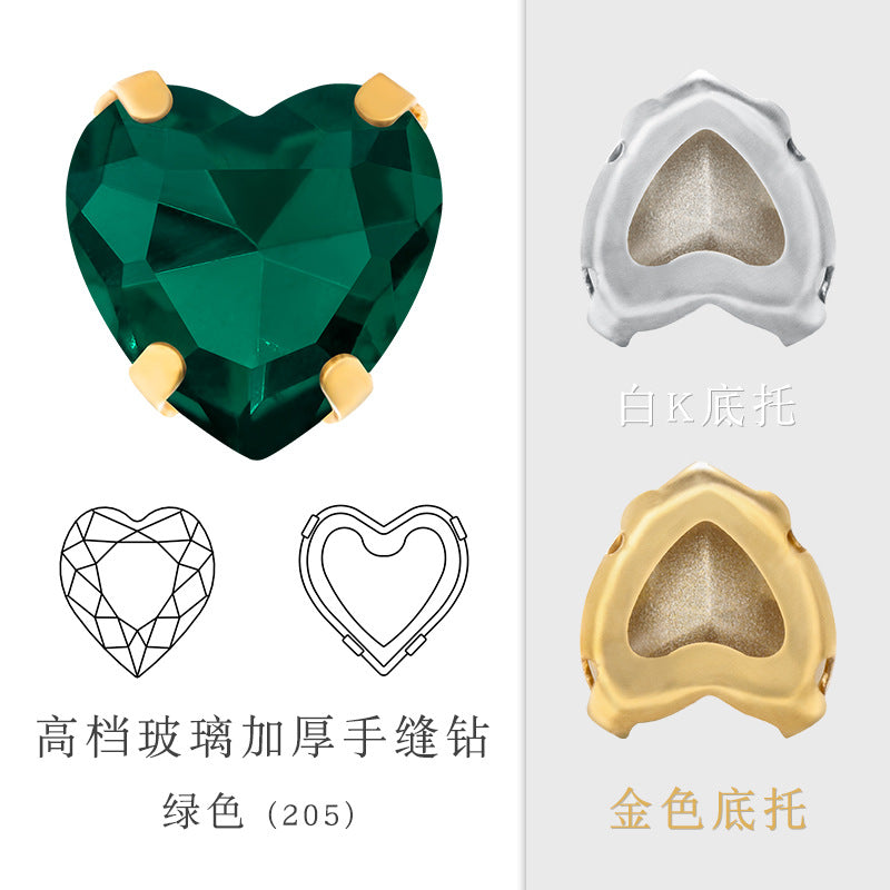 Cross-border new product: Peach heart hollow claw drill, special-shaped diamond DIY jewelry accessories, thickened copper claw clothing accessories