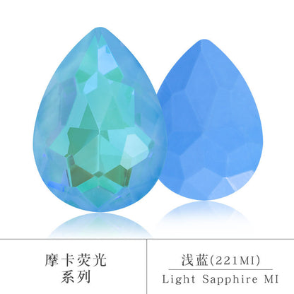 Factory direct sales waterdrop mocha fluorescent AB rhinestone DIY jewelry accessories pointed bottom diamond finished jewelry and diamond attachment materials