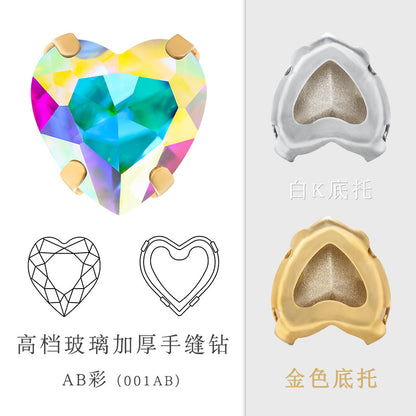 Cross-border new product: Peach heart hollow claw drill, special-shaped diamond DIY jewelry accessories, thickened copper claw clothing accessories