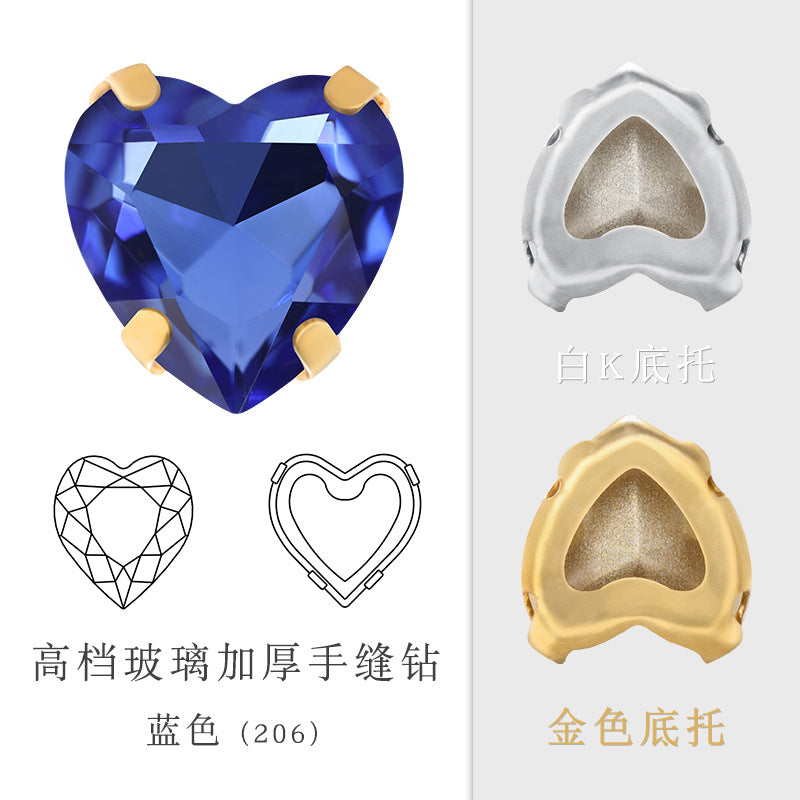 Cross-border new product: Peach heart hollow claw drill, special-shaped diamond DIY jewelry accessories, thickened copper claw clothing accessories