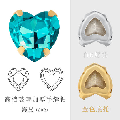 Cross-border new product: Peach heart hollow claw drill, special-shaped diamond DIY jewelry accessories, thickened copper claw clothing accessories