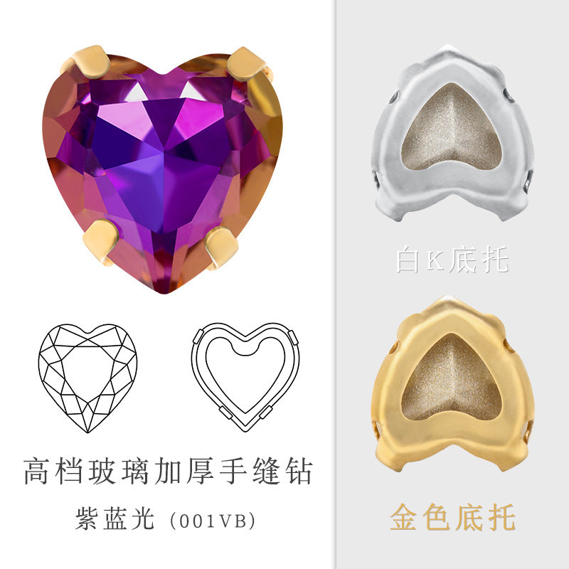 Cross-border new product: Peach heart hollow claw drill, special-shaped diamond DIY jewelry accessories, thickened copper claw clothing accessories