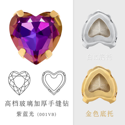 Cross-border new product: Peach heart hollow claw drill, special-shaped diamond DIY jewelry accessories, thickened copper claw clothing accessories