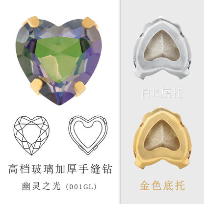 Cross-border new product: Peach heart hollow claw drill, special-shaped diamond DIY jewelry accessories, thickened copper claw clothing accessories