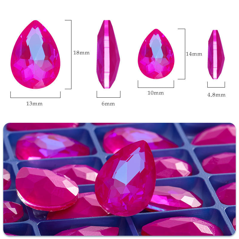 Factory direct sales waterdrop mocha fluorescent AB rhinestone DIY jewelry accessories pointed bottom diamond finished jewelry and diamond attachment materials