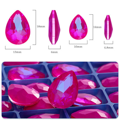 Factory direct sales waterdrop mocha fluorescent AB rhinestone DIY jewelry accessories pointed bottom diamond finished jewelry and diamond attachment materials