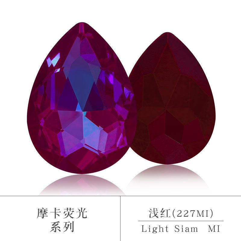 Factory direct sales waterdrop mocha fluorescent AB rhinestone DIY jewelry accessories pointed bottom diamond finished jewelry and diamond attachment materials